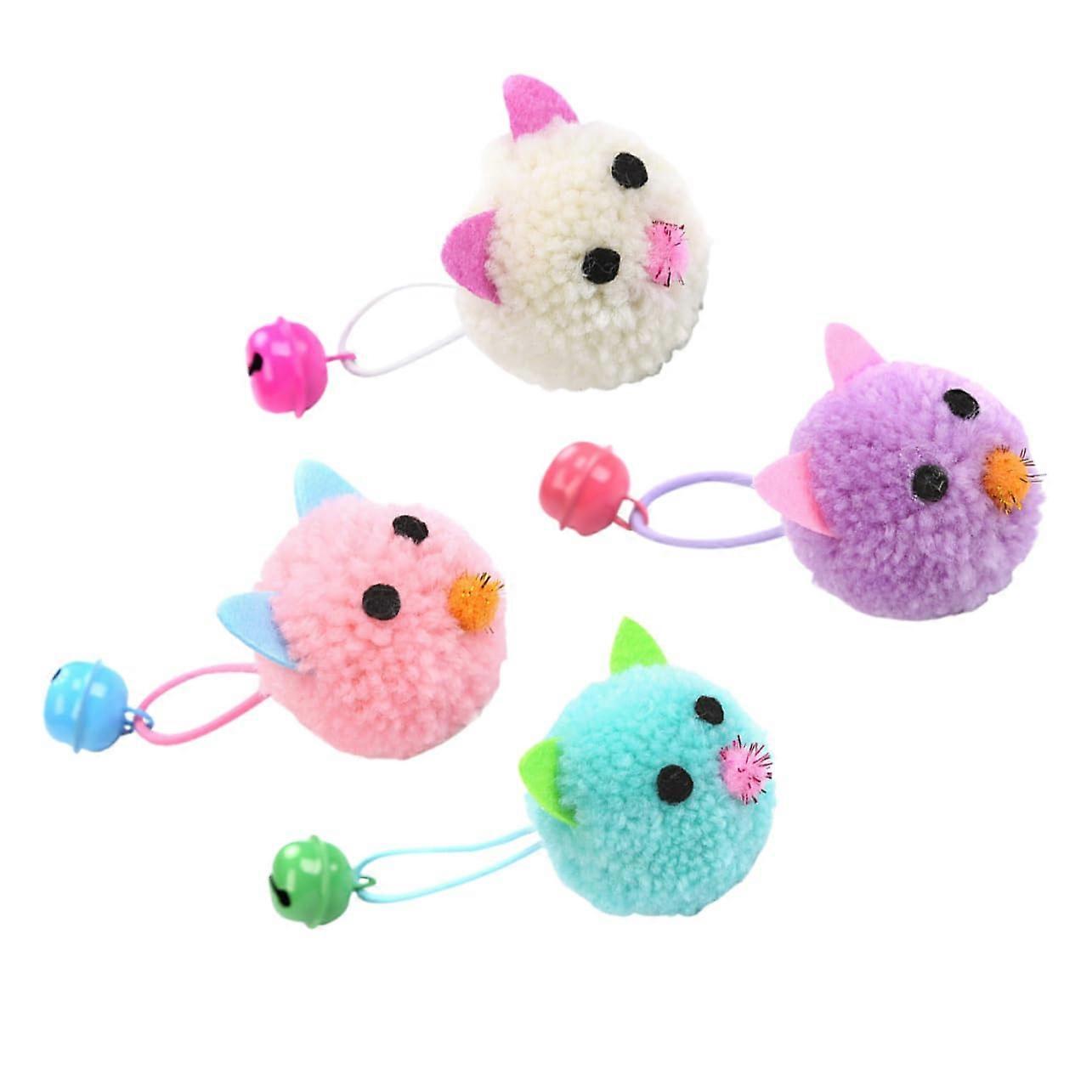 Plush Cat Toys Set of 4 with Bells, Interactive Mice for Kittens, Scratching and Playtime Accessories