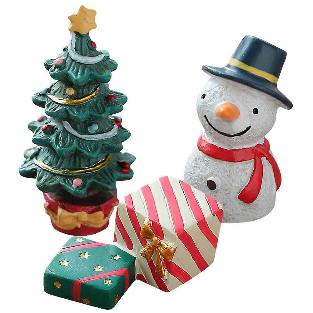 Miniature Snowman Statue Classic Design Simple and Generous Flower Pot Landscaping Decoration 3pcs