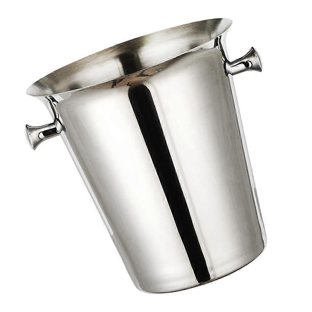 Stainless Steel Ice Bucket with Handles for Storage Use Silver Double Handle 1Pc