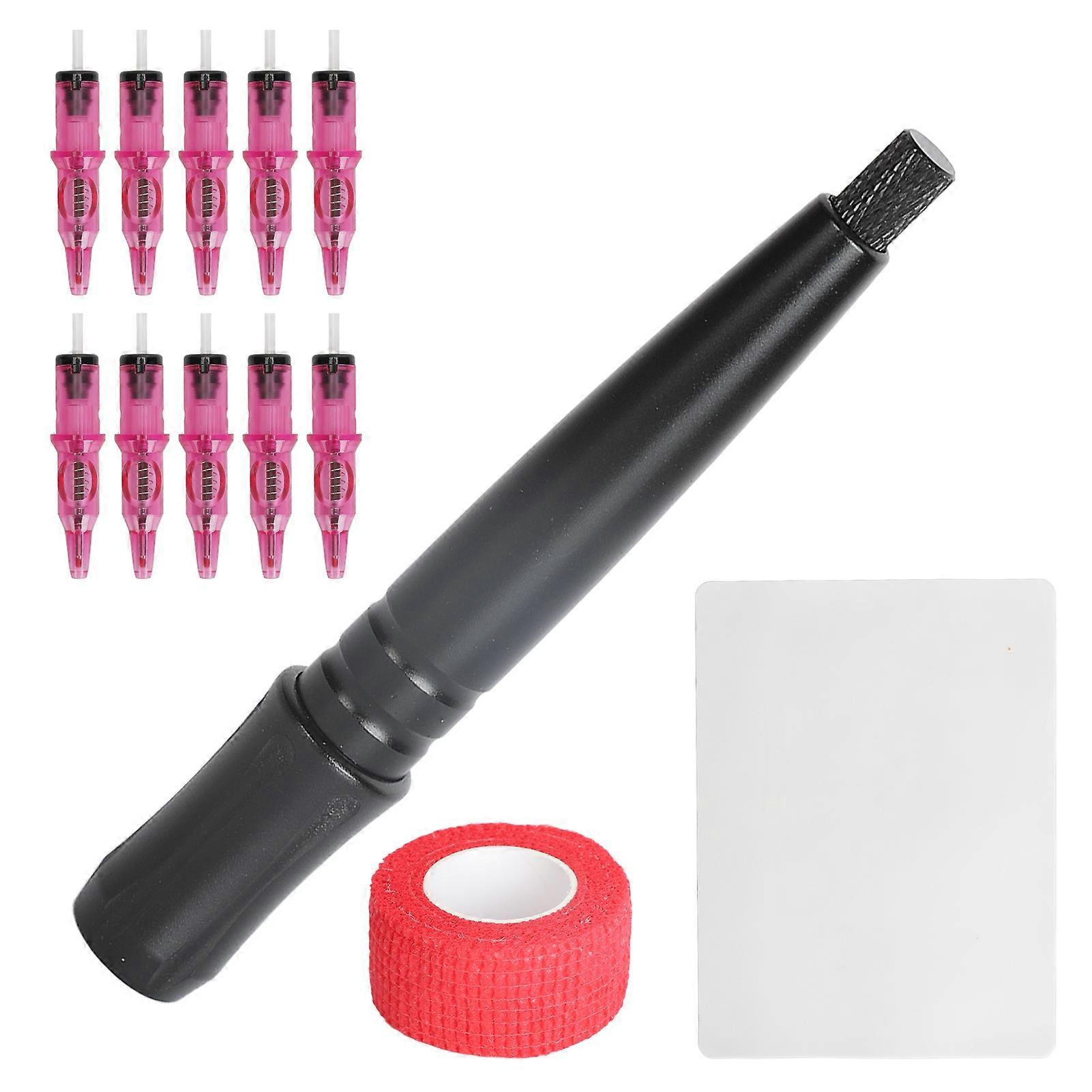 DIY Dövme Alet Kiti Taşınabilir Küçük Dövme Kalem Tükenmez Kalem Kiti Öğrenme Uygulaması Pembe için