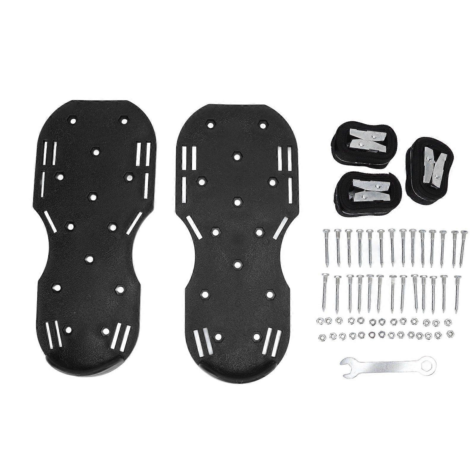 أحذية الخدش اليدوية للمشي في الحديقة مهوية العشب أحذية سبايك مع حزام مشبك معدني للبستنة الأسود