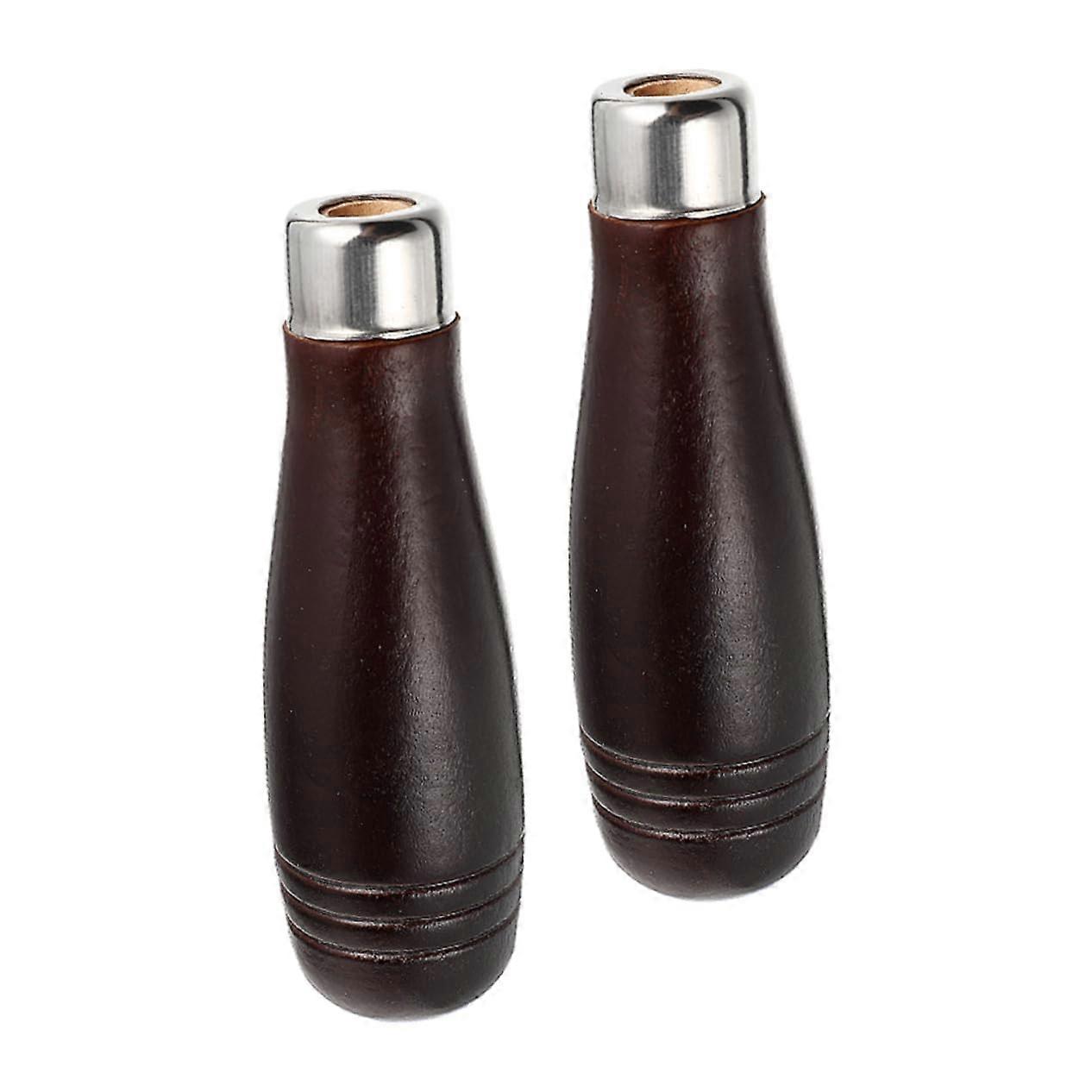 Wooden File Handle Replacement Set with Metal Collar for Garage Woodworking Carpenter Tool Maintenance, 2pcs