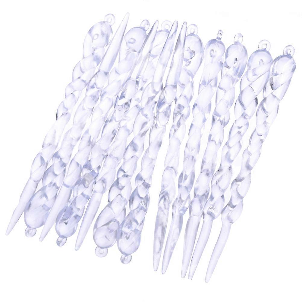Small Ornaments Acrylic Christmas Icicles For Festive Decor Transparent 13.00X1.00X1.00CM 24Pcs
