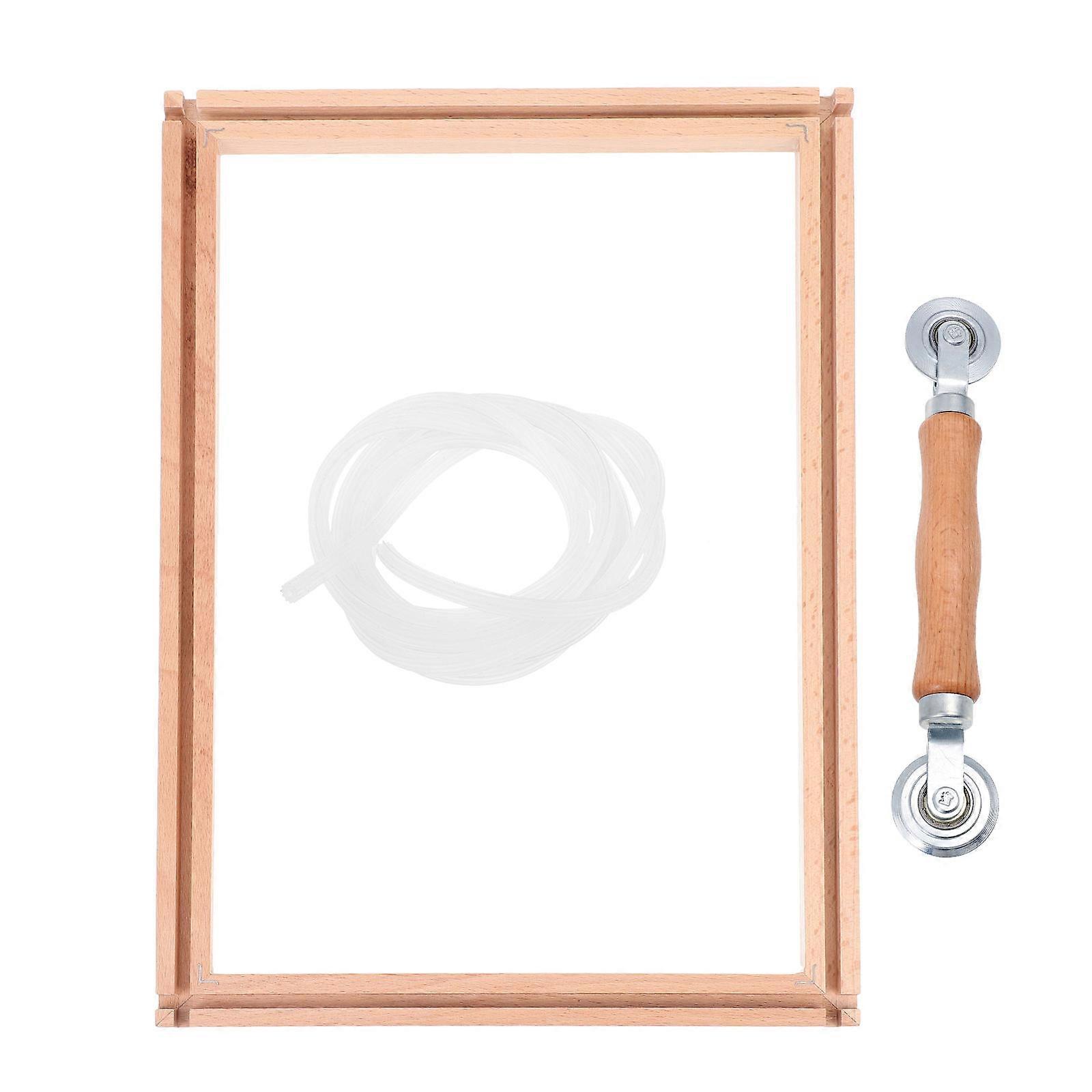 Embroidery Scroll Frame Stand Adjustable Diy Sewing Tool For Craft Projects 35.5x24cm Khaki 1Set