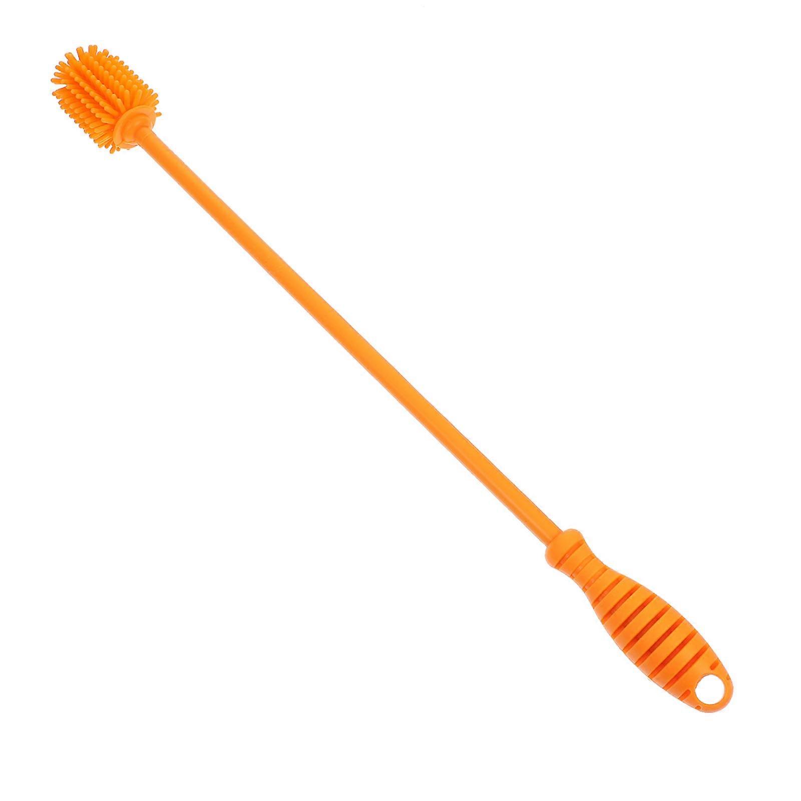 Silicone Bottle Cleaning Brush for Home Use Orange Long Handle with Wall Mount Hole 1pc