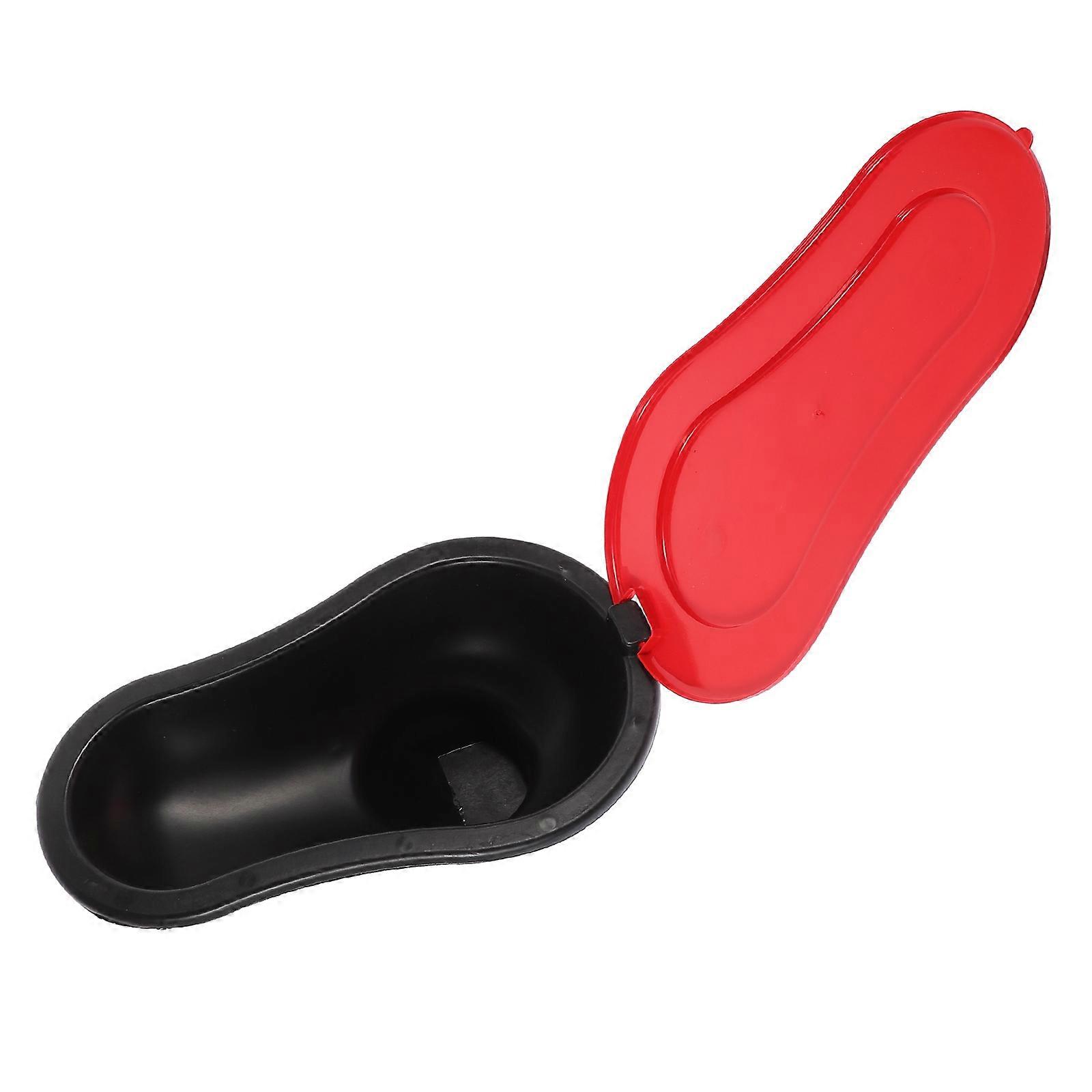 Portable Urinal for Home Temporary Squatting Toilet with Lid in Black Made of PP 1 Piece
