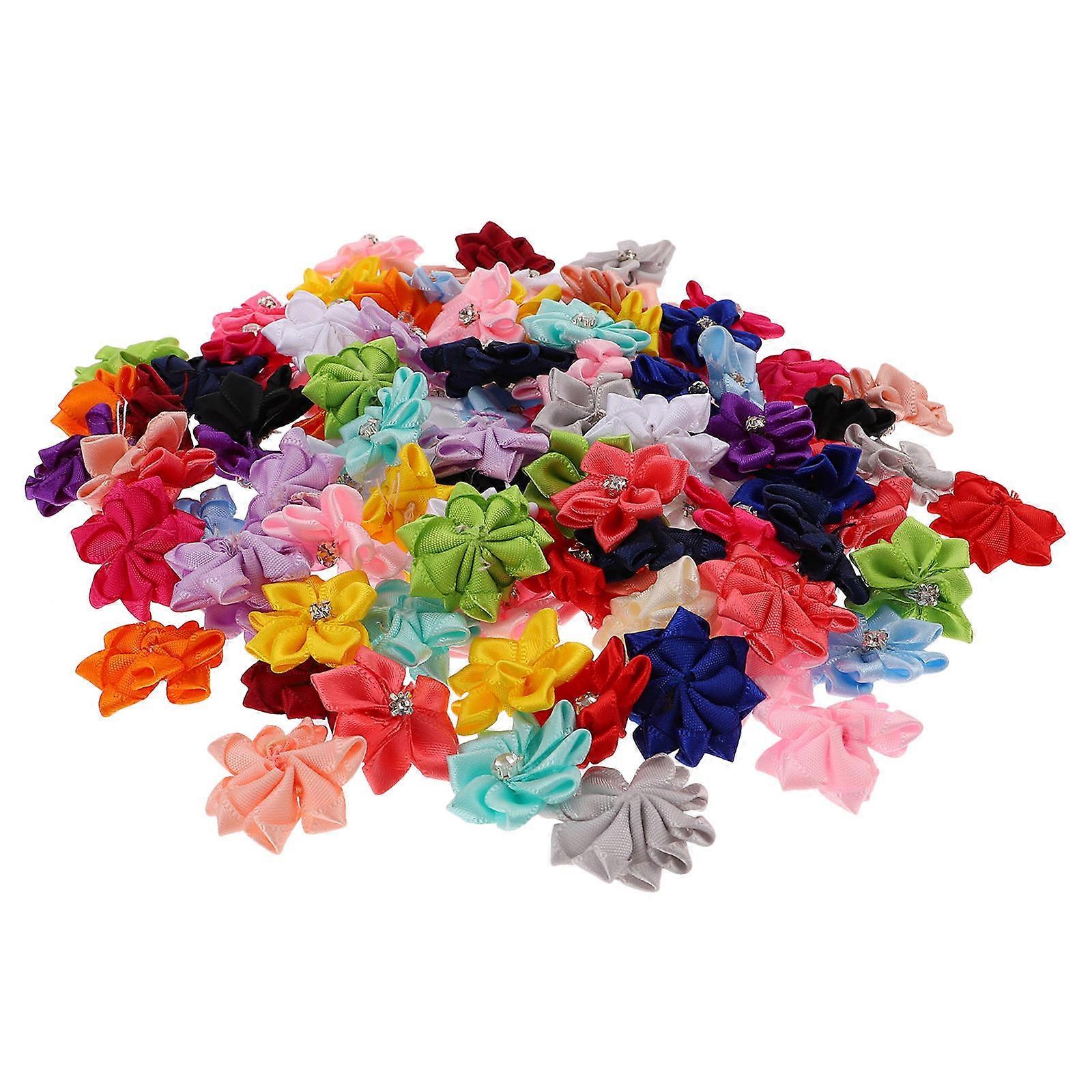 Handmade Headdress Flowers for DIY Decor 100Pcs Assorted Color Polyester