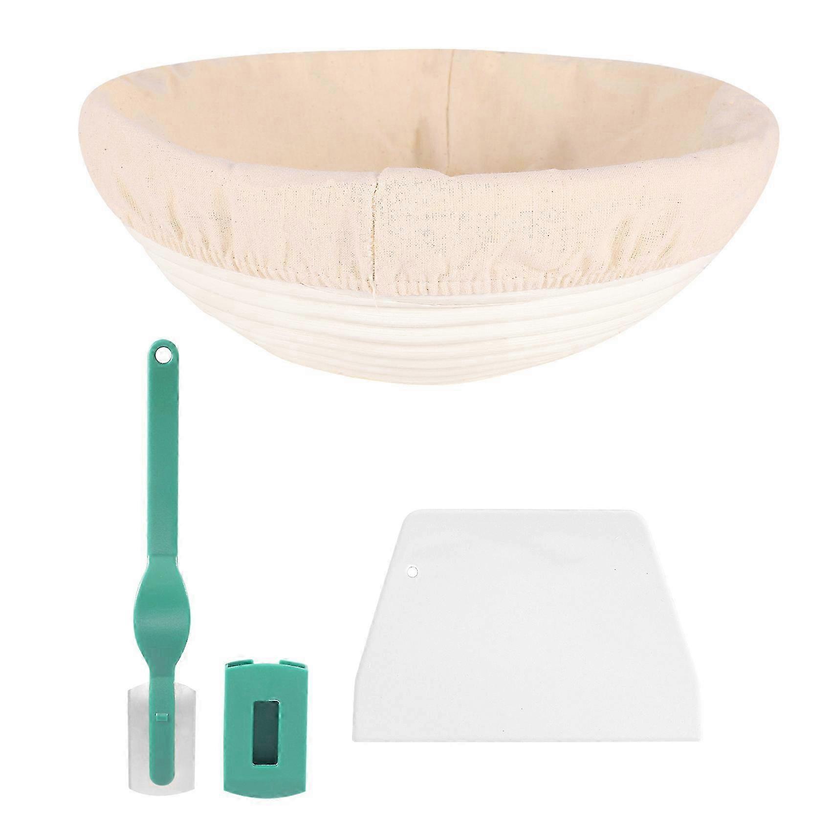 10 Inch Bread Proofing Basket - Banneton Proofing Basket + Cloth Liner + Dough Scraper + Bread Lame - Sourdough Basket Set For Professional And Home