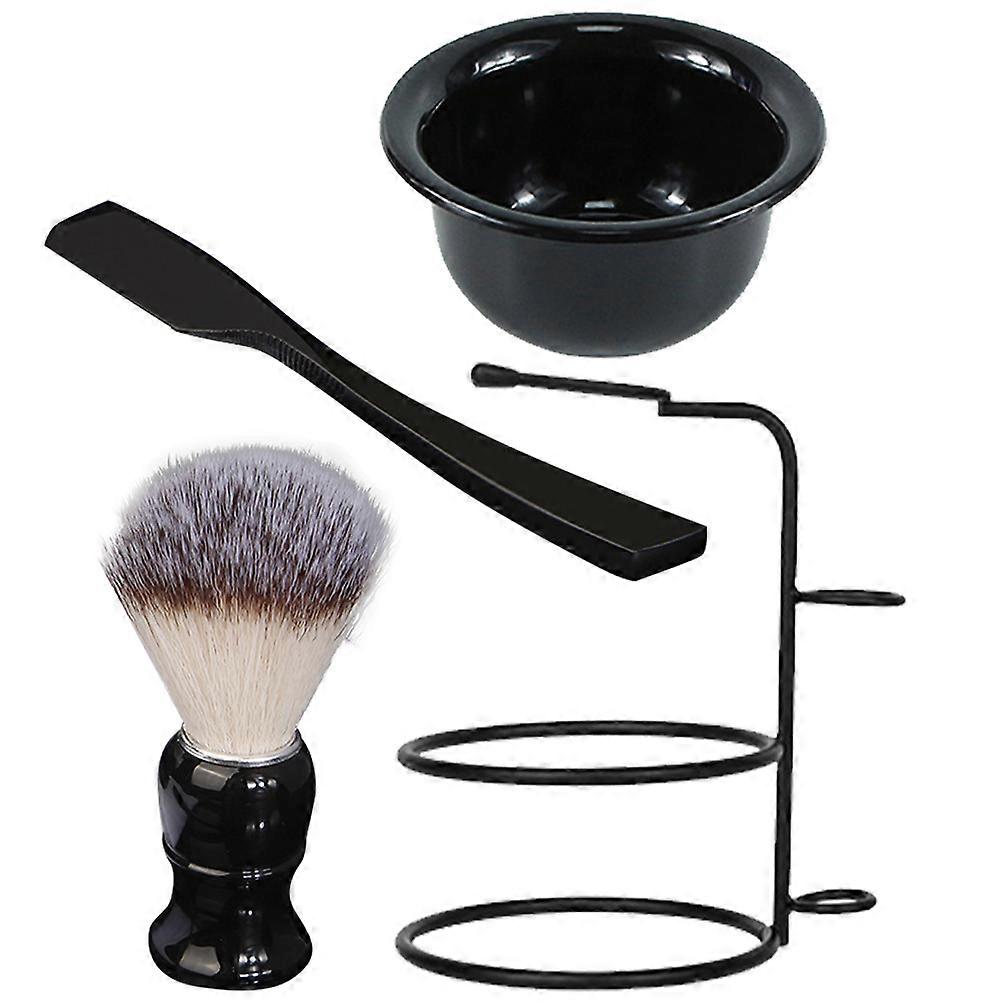 Black Shaving Brush Set with ABS Handle and Nylon Bristles for Home Use Stylish Bathroom Kit