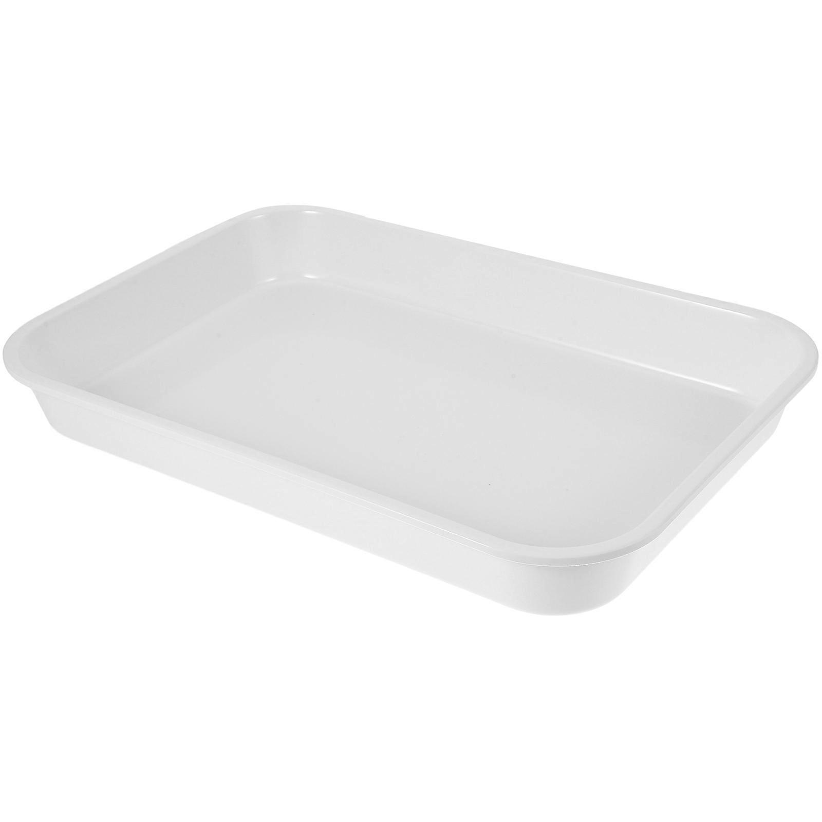 Rectangular Serving Tray with Nonslip Pads for Fruits, Snacks, Desserts, and Braised Dishes – Reusable White Food Platter with Stable Base for Secure