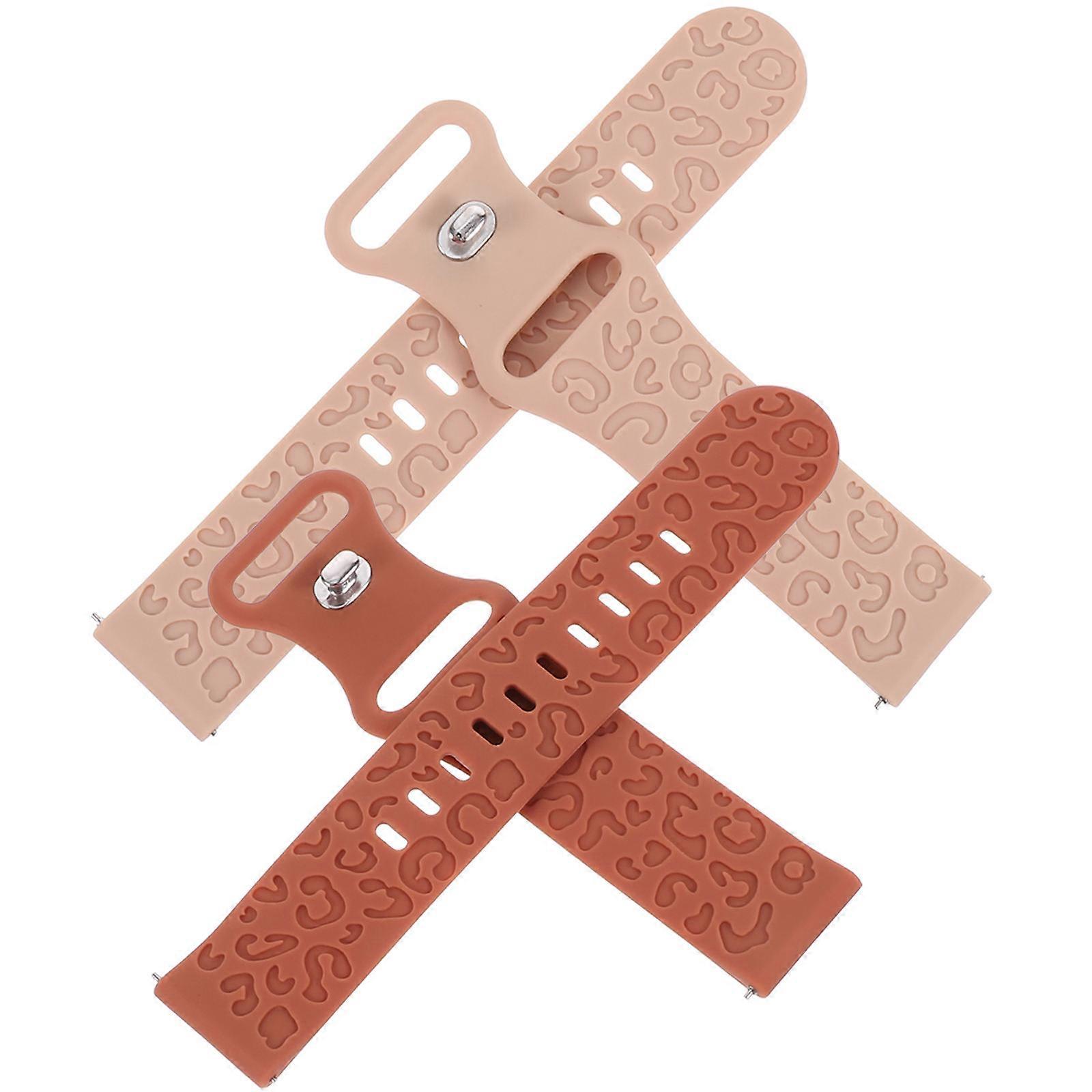 Wrist Straps For Watches Silicone Watchband Replacement Adjustable Secure Fit Crocodile Pattern 2Pack