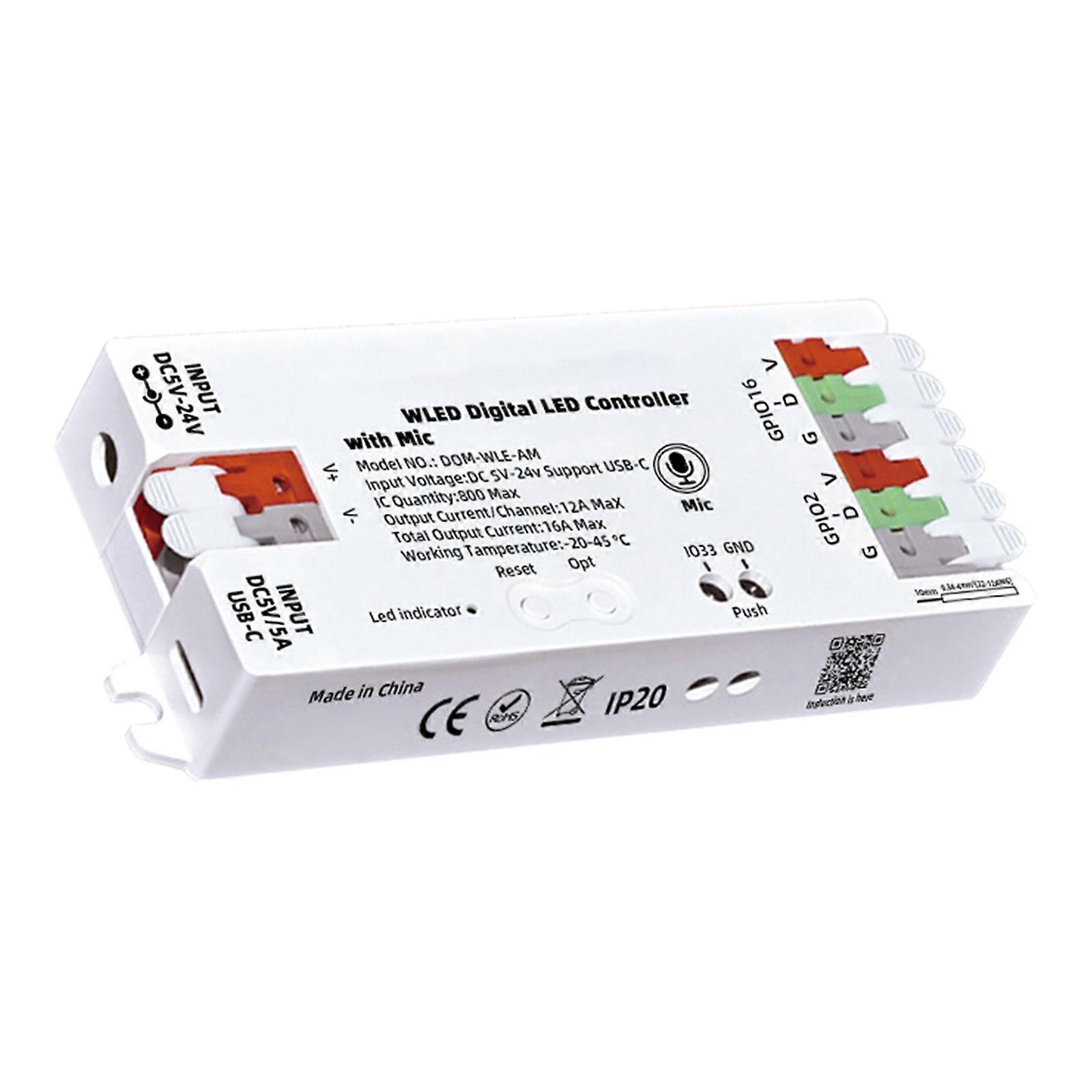 Multifunction LED Controllers 100+ Effects Customizable Segments WiFi LED Controllers Plastic for WS2812B SK6812 Multicolor