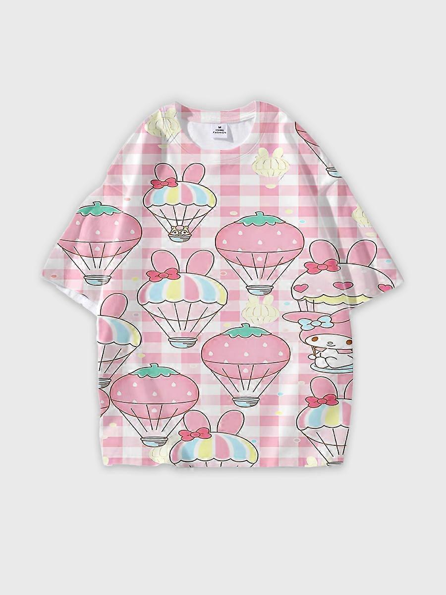 T-shirt round neck Cartoon Pattern loose short sleeve M2221