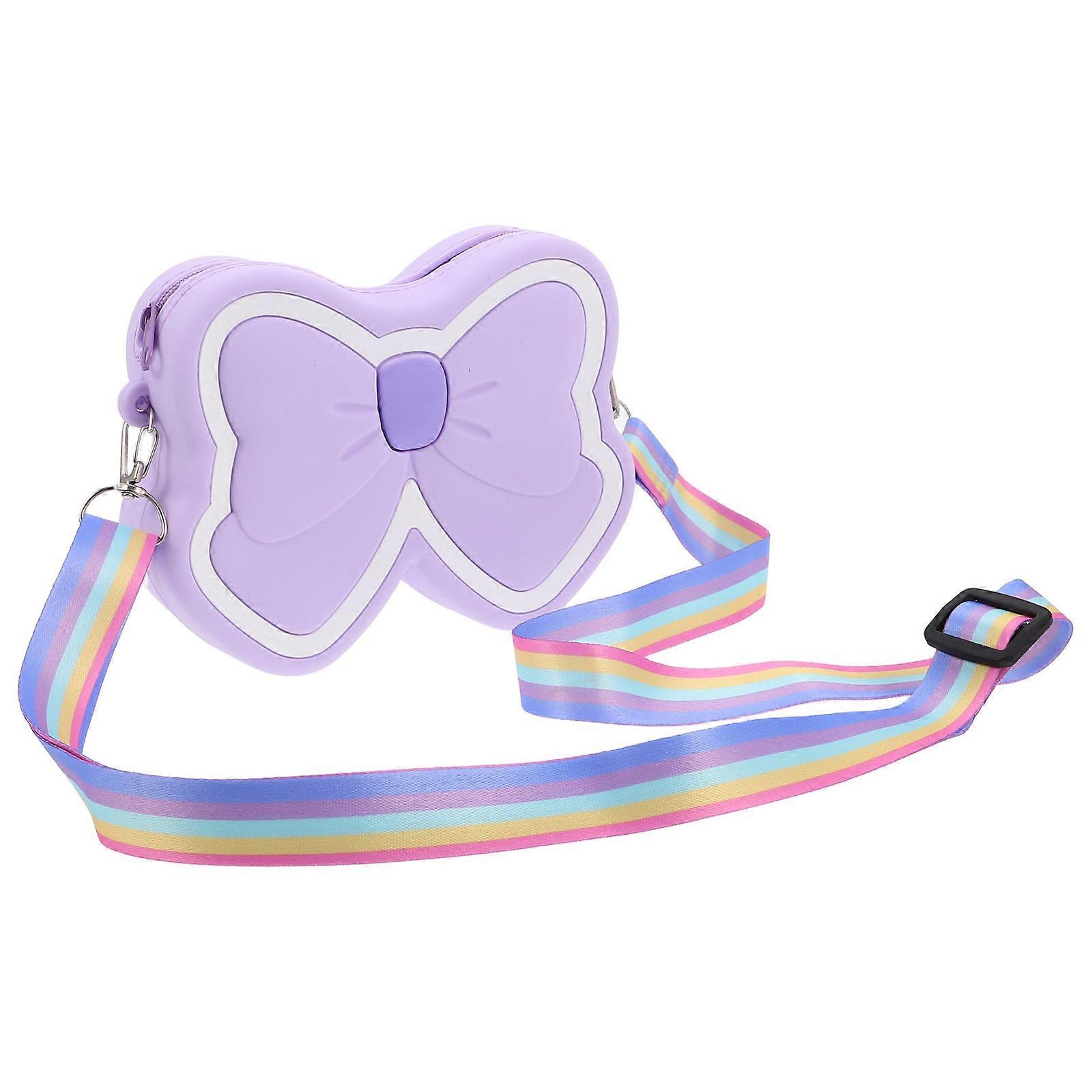 Bowknot Shoulder Bag For Little Girls In Lavender Color Convenient Design 14.50X11.00X3.80cm Easy Carrying 1Set