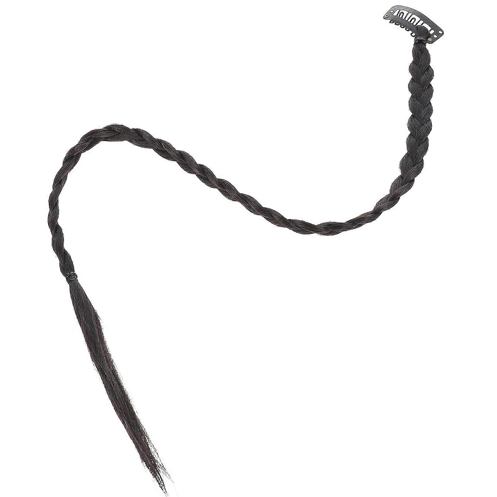 Black Braided Ponytail Extension for Decoration High Temperature Fibers Easy Clip Design 20.5 Inch