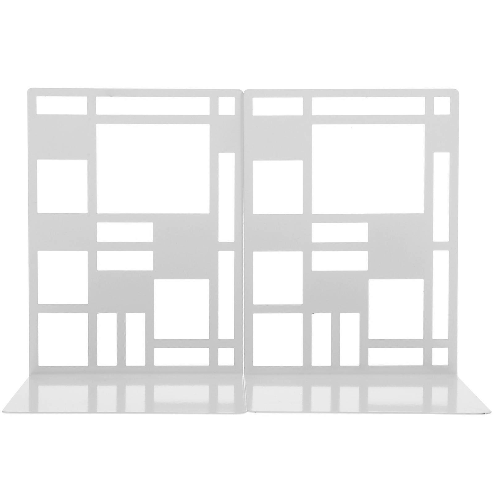 White Iron Book Ends for Office Shelves Sturdy and for Organizing Books and Documents