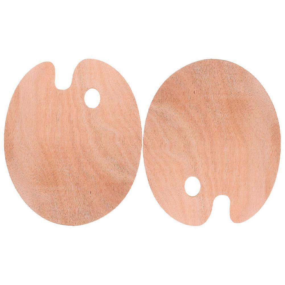 FRCOLOR 2pcs Oval Wooden Palette for Oil and Watercolor Painting Artists and DIY Projects with Thumb Hole for Easy Handling