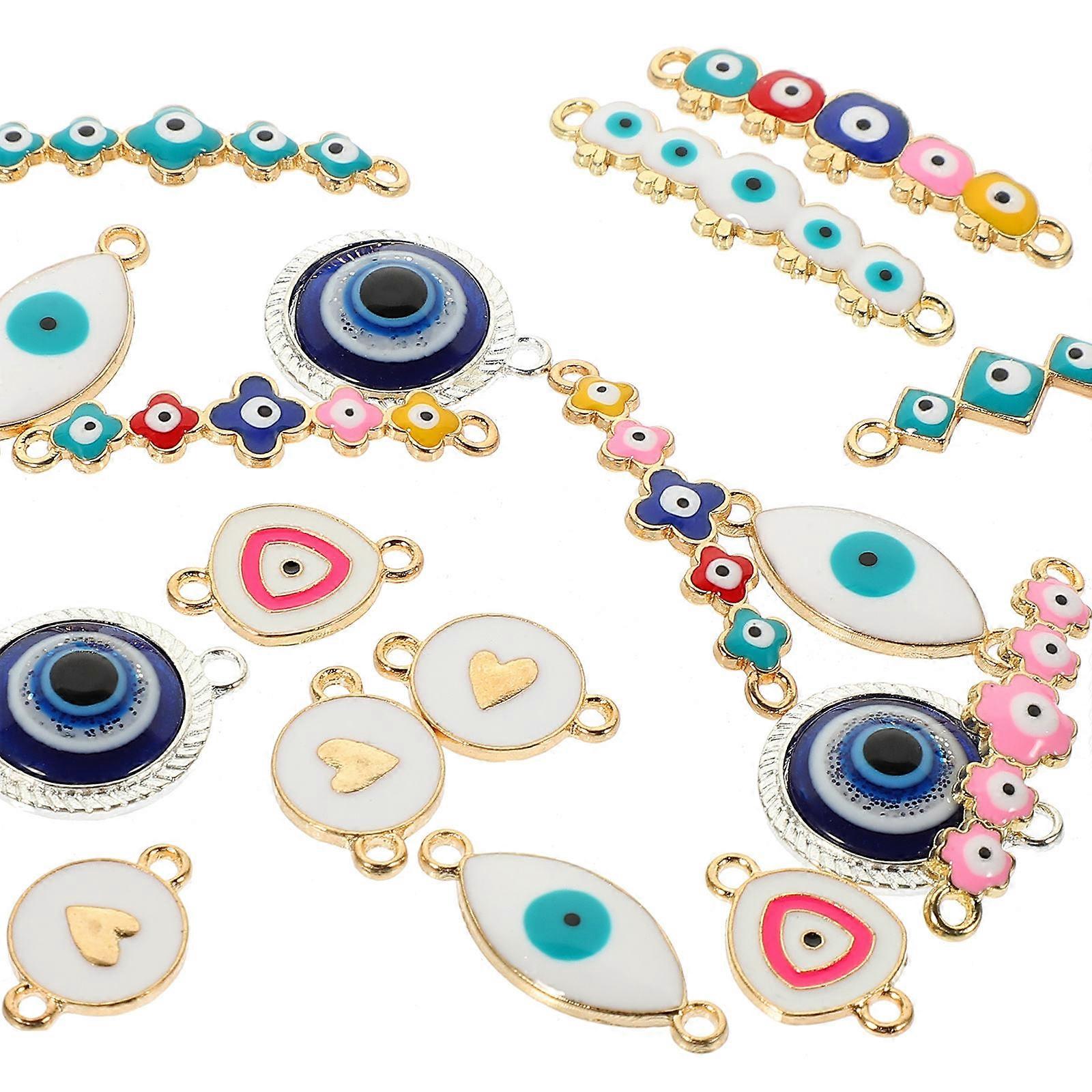 Assorted Color Evil Eye Pendant Charms 20Pcs DIY Jewelry Making For Halloween Gifts Craft Enthusiasts