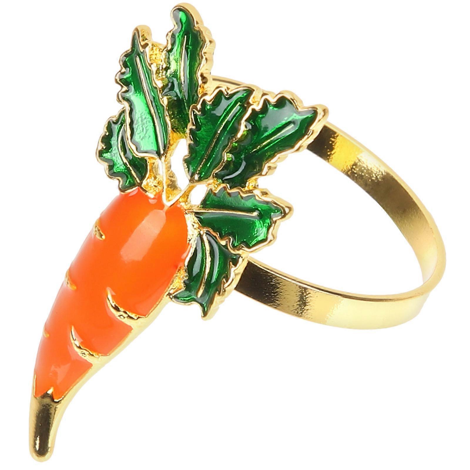 Festive Napkin Decorative Buckles 4Pcs Stylish Table Setting Accessories For Guests In Orange Alloy Material