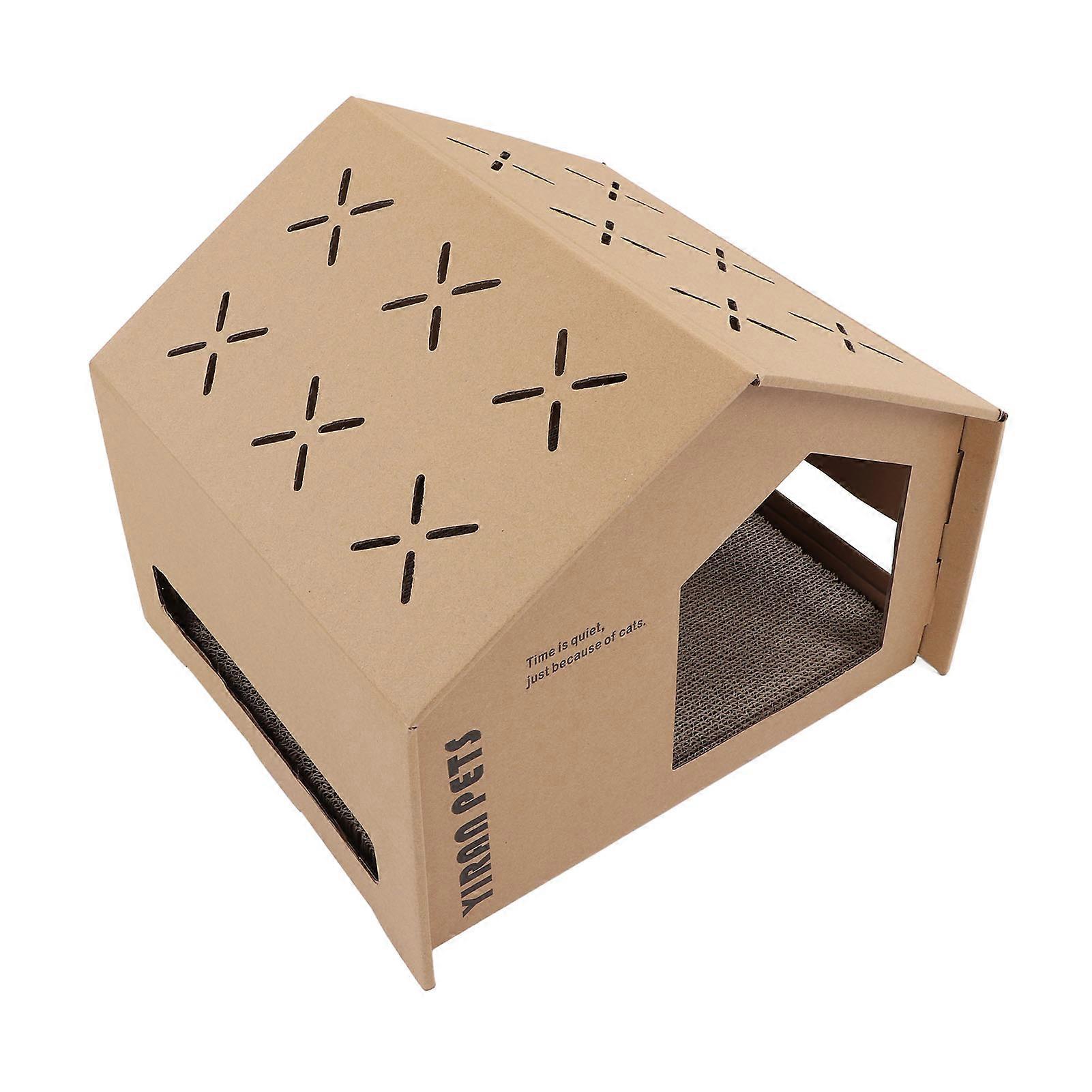 Cardboard Cat House Cute Portable Large Space Claw Grinding Relaxing High Density Cat Scratcher House for Indoor 008 1