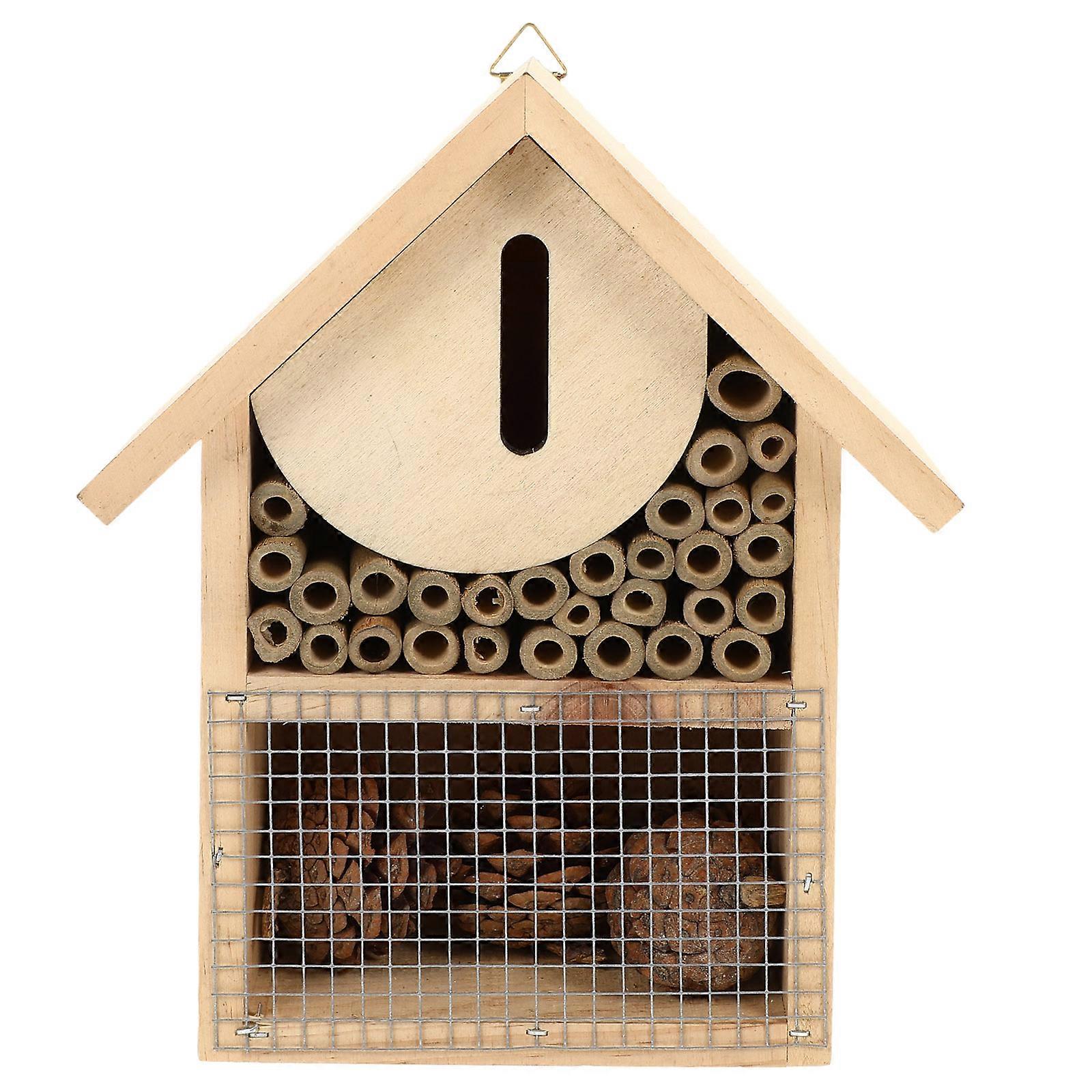 Wooden Bee House Nest Hanging Shelter for Honey Bees – Easy Install, Natural Garden Decoration, Safe Nesting Habitat for Insects