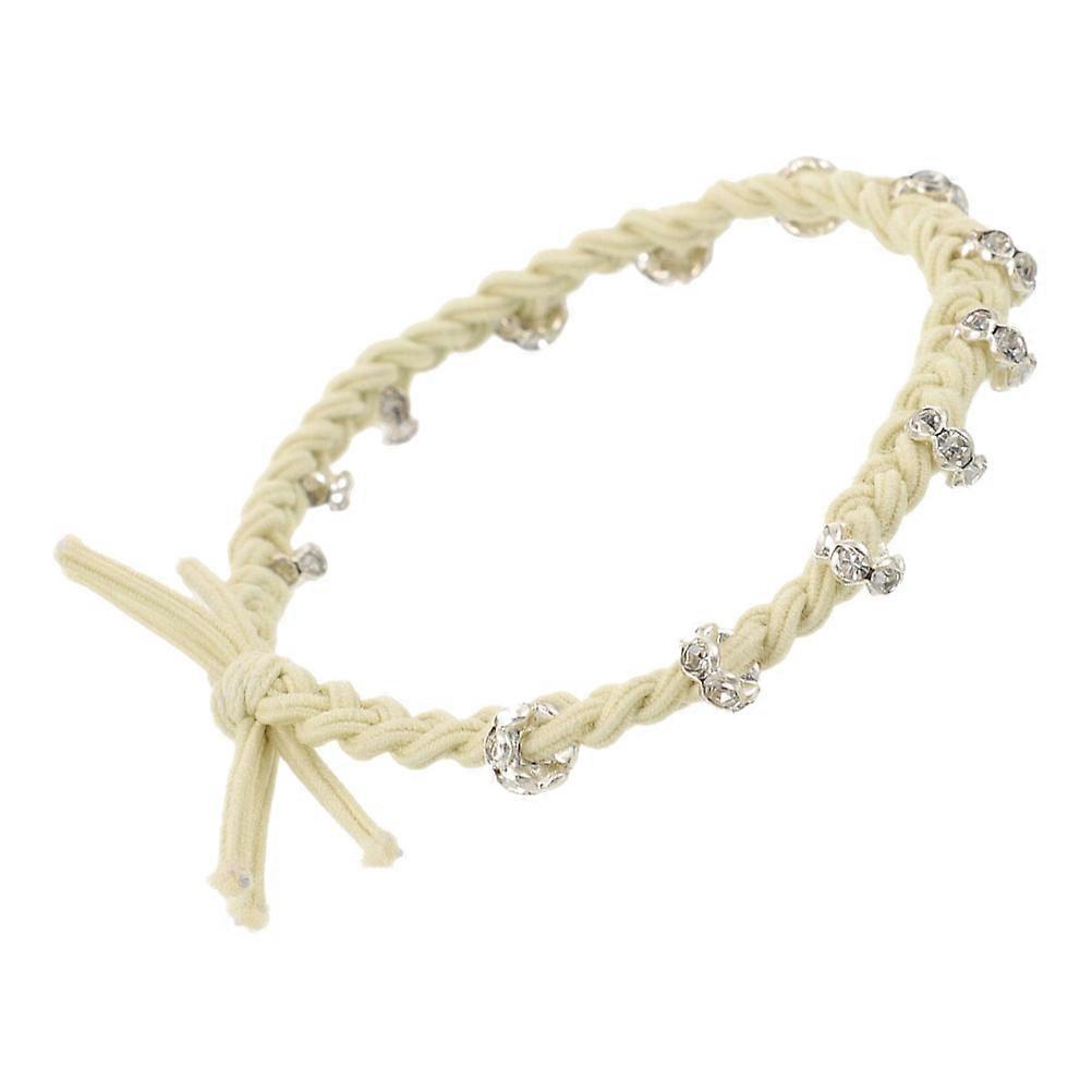 10 pcs Light Yellow Rhinestone Hair Ties for Women and Girls Decorative Elastic Ponytail Holders