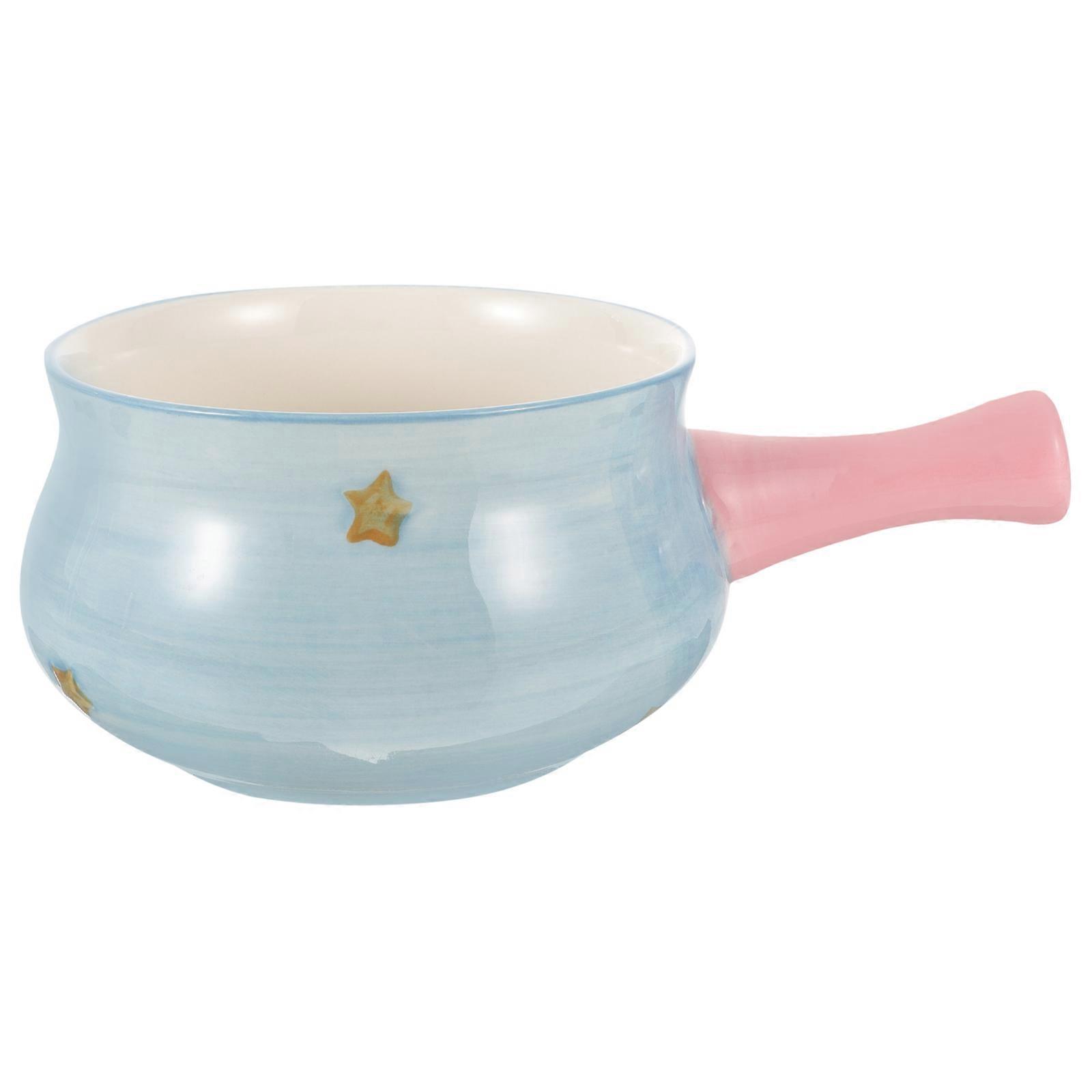 Cute Unicorn Breakfast Bowl with Single Handle Microwave Safe Small Cooking Pot for Easy Heating and Family Meals