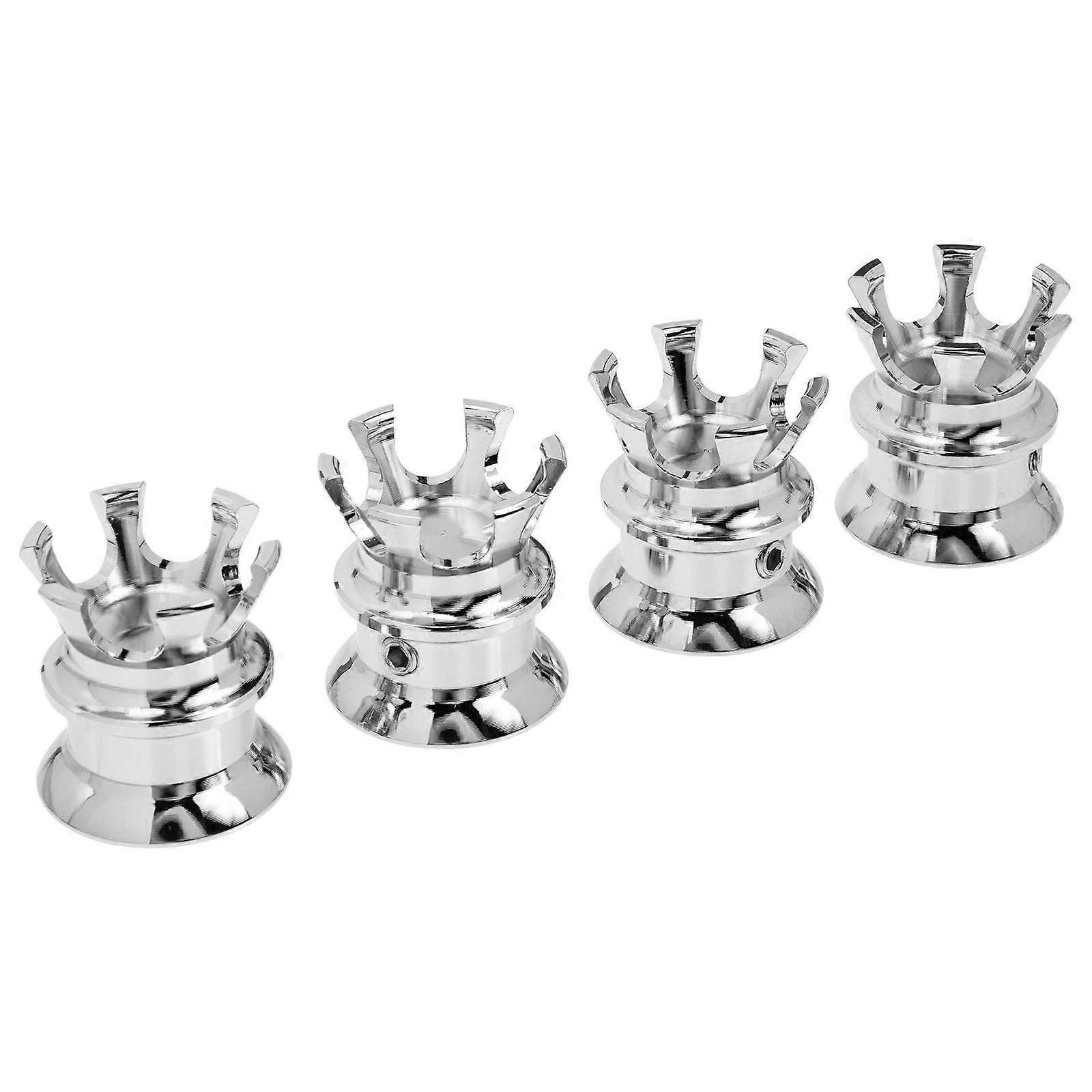 Distinctive Silver Front Axle Nut Cover Caps Kit For Motorcycle Modification Designed To Protect Hub 4Pcs