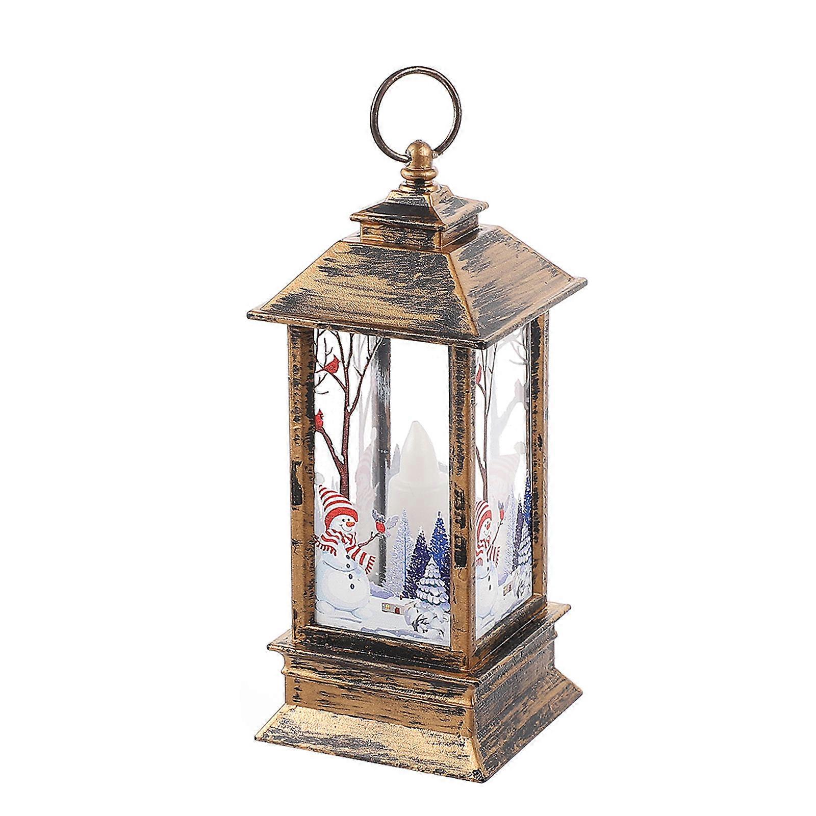 Antique Style LED Christmas Lantern with Snowman Design – Decorative Holiday Light for Desktop, Party, and Home Decoration – Energy Efficient and
