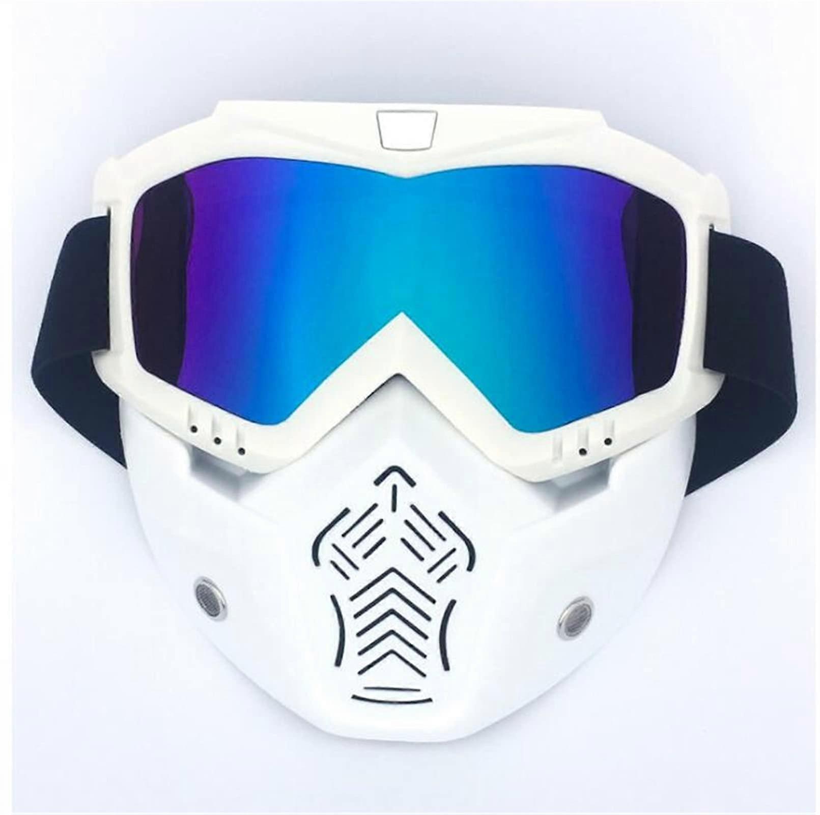 Motorcycle goggles, modular mask with removable protective glasses and mouth filter