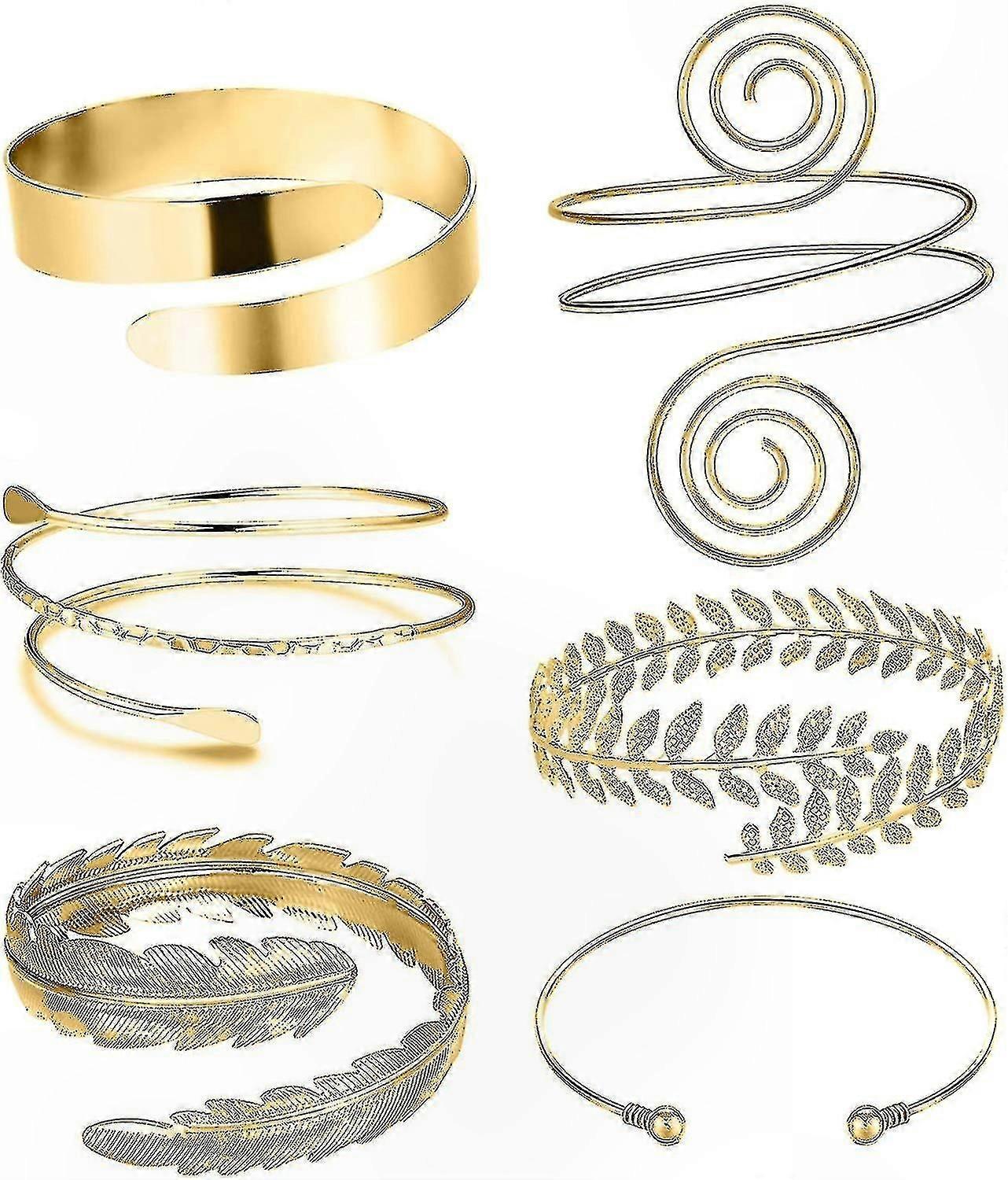 Adjustable Arm Cuffs Set, 6 Pcs Upper Arm Bracelets for Stylish Accessorizing