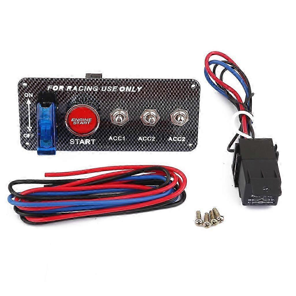 Racing Car 12V 20A Blue LED Ignition Switch Panel Start Button Start