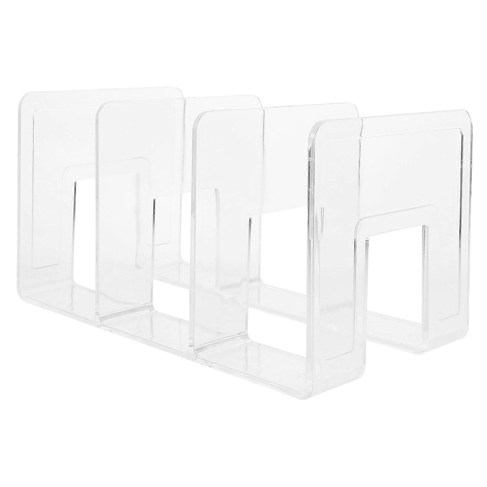 Acrylic Bookends for Desk - Pack of 2, Small Transparent Book Organizers, Multifunctional Book Supports, Desktop Bookshelf Décor