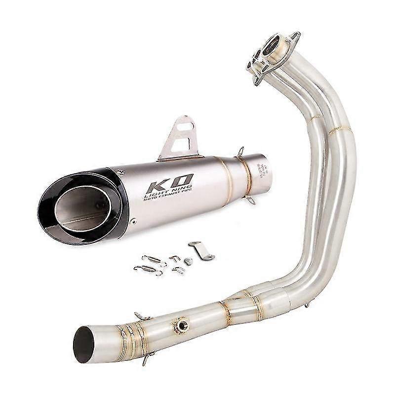 Slip On Exhaust Front Connect Pipe with 51mm Muffler Baffle & DB Killer for Yamaha R7 MT07 FZ07 Motorcycle Models 310mm Stainless Steel