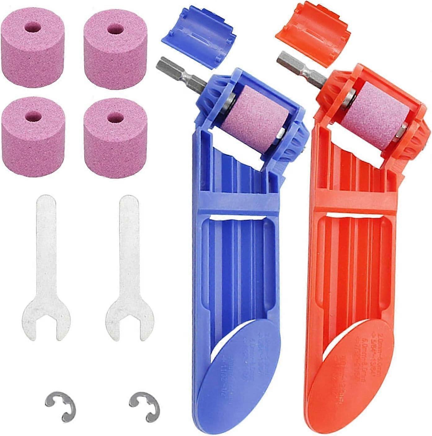 Portable drill sharpener with diamond drill bits for drill widths from 2 to 12.5 mm  with 4 sharpening wheels