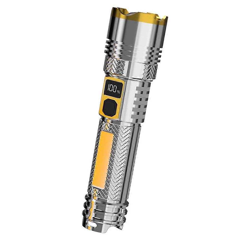 Telescopic Zoom LED White Flashlight Power Display