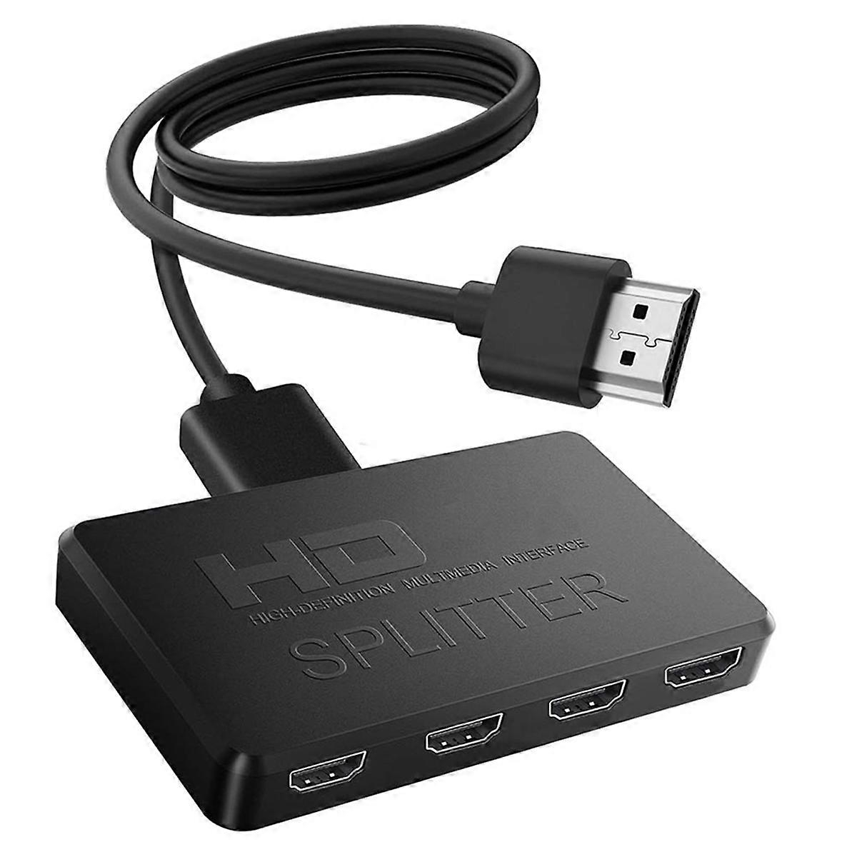 1 in 4 Out 4K -Compatible Splitter 1x4 Video Splitter HDTV Splitter Audio Sync for TV Boxs HDTV DVD Laptop Monitor
