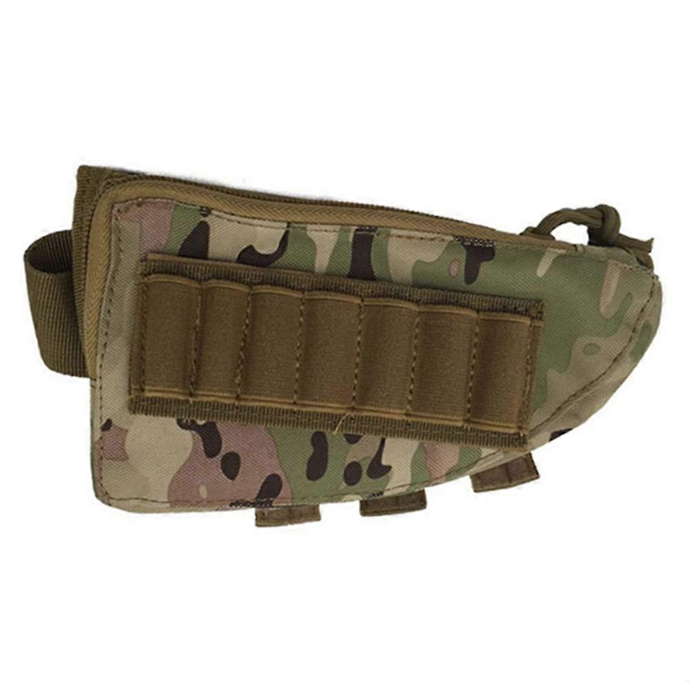 Tactical Buttstock Shotgun Rifle Stock Pouch with Shell Holder and Cheek Pad in Green, Portable and Durable Design