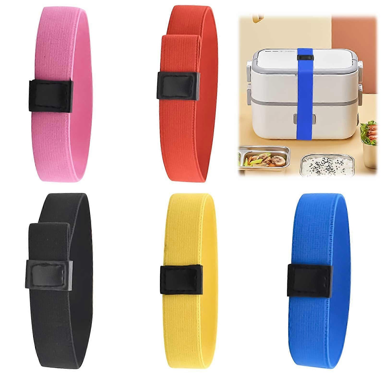 5Pcs Elastic Lunch Box Bands Straps, Adjustable Double Layer Bento Box Strap for Travel, Picnic, Camping, Food Storage