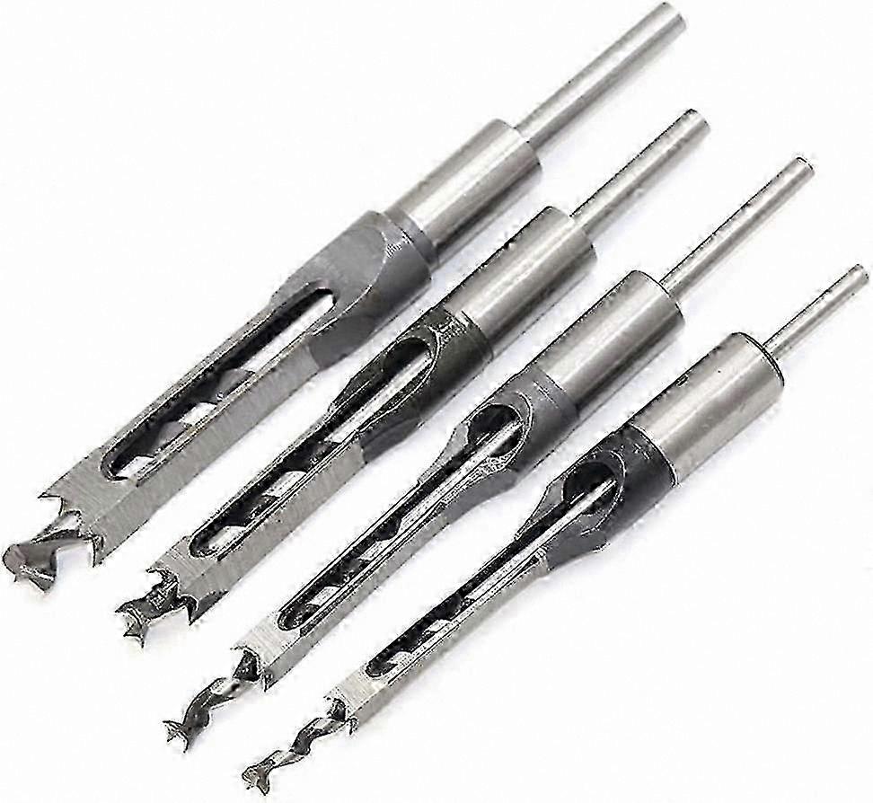 4-Piece Mortise Chisel Drill Bit Set for Woodworking Square Holes