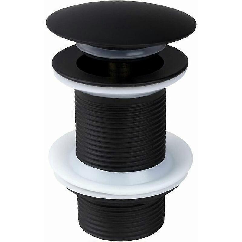 Retractable Drain Stopper with Overflow for Bathroom Faucet or Sink, Matte Black Finish