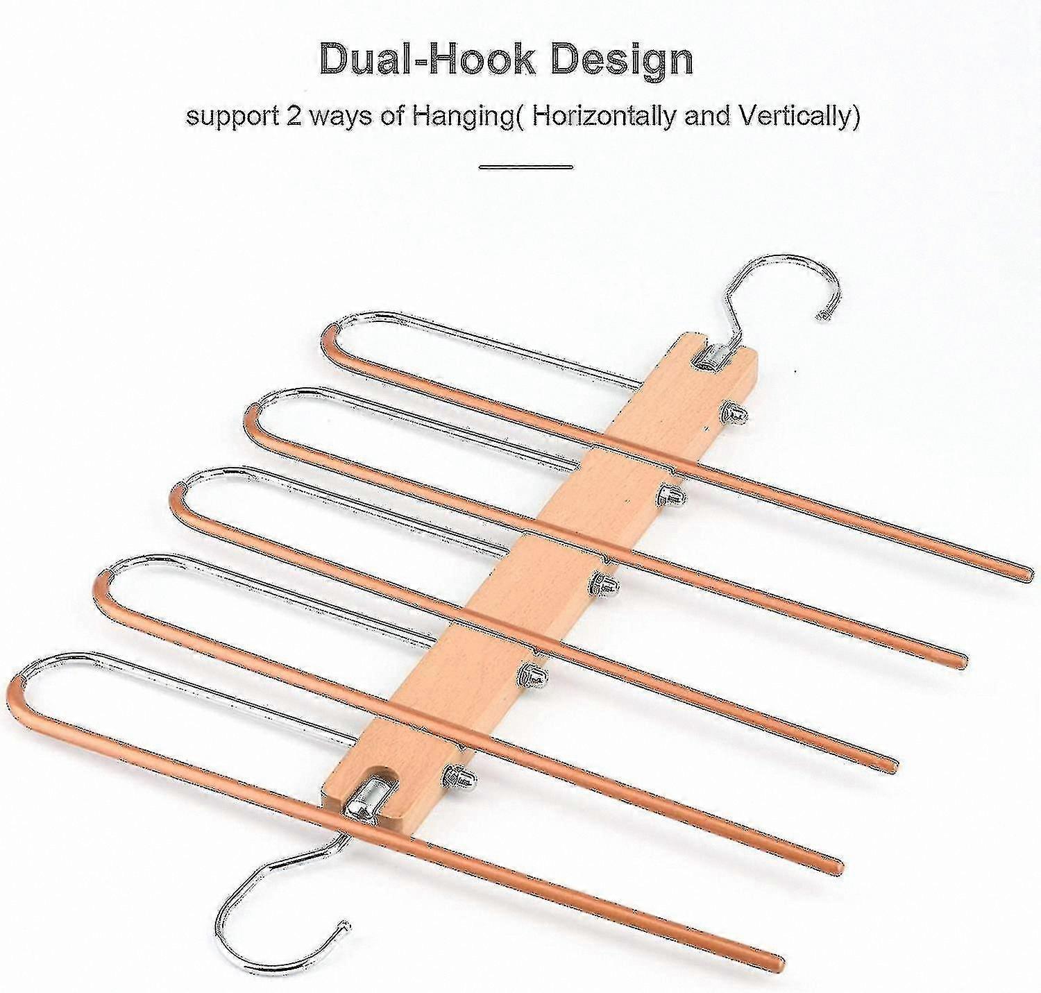 5-Layer Closet Organizer Hangers for Pants, Space-Saving Multi-Functional Rack, Durable Metal Design (Single Pack)