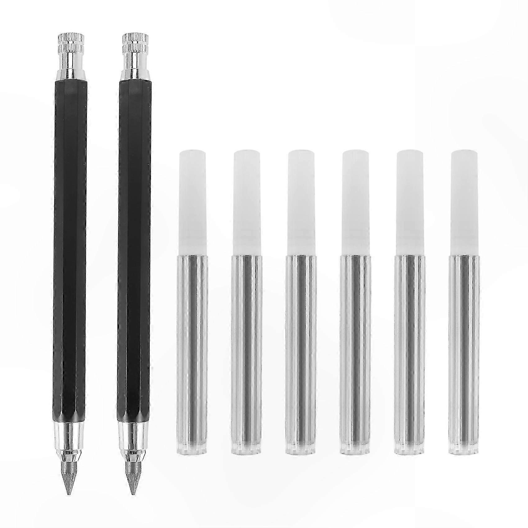 2-Pack 5.6mm Mechanical Pencils with Sharpener and Charcoal Refills, Includes 6 Extra Lead Pieces
