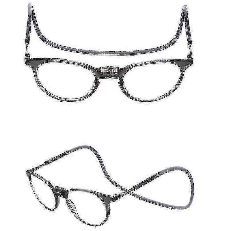 Lunettes de lecture aimantées à col rond suspendu avec bras télescopiques, grossissement unisexe 1.0 pour une lecture facile