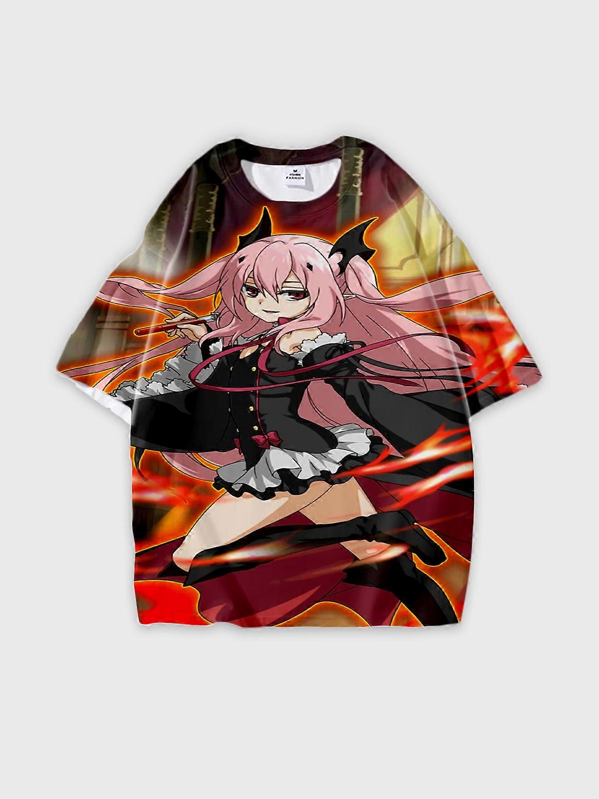 T-Shirt Short Sleeve Round Neck, Summer Casual Loose Graphic Tee, Unisex Seraph of the end Krul Tepes U112