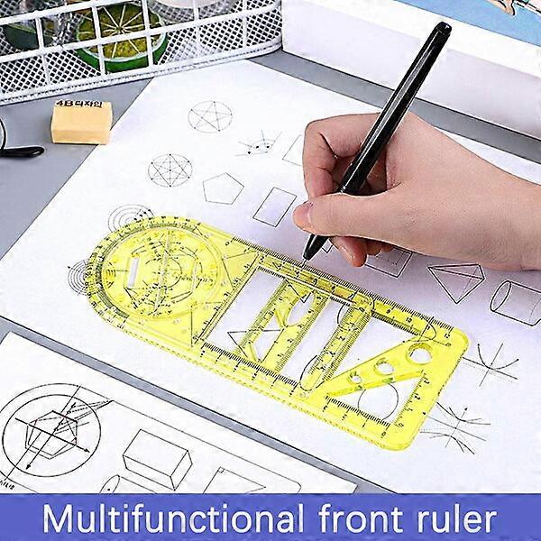 Multifunctional rotating movable math ruler, 1 piece, accurate and practical for drawing