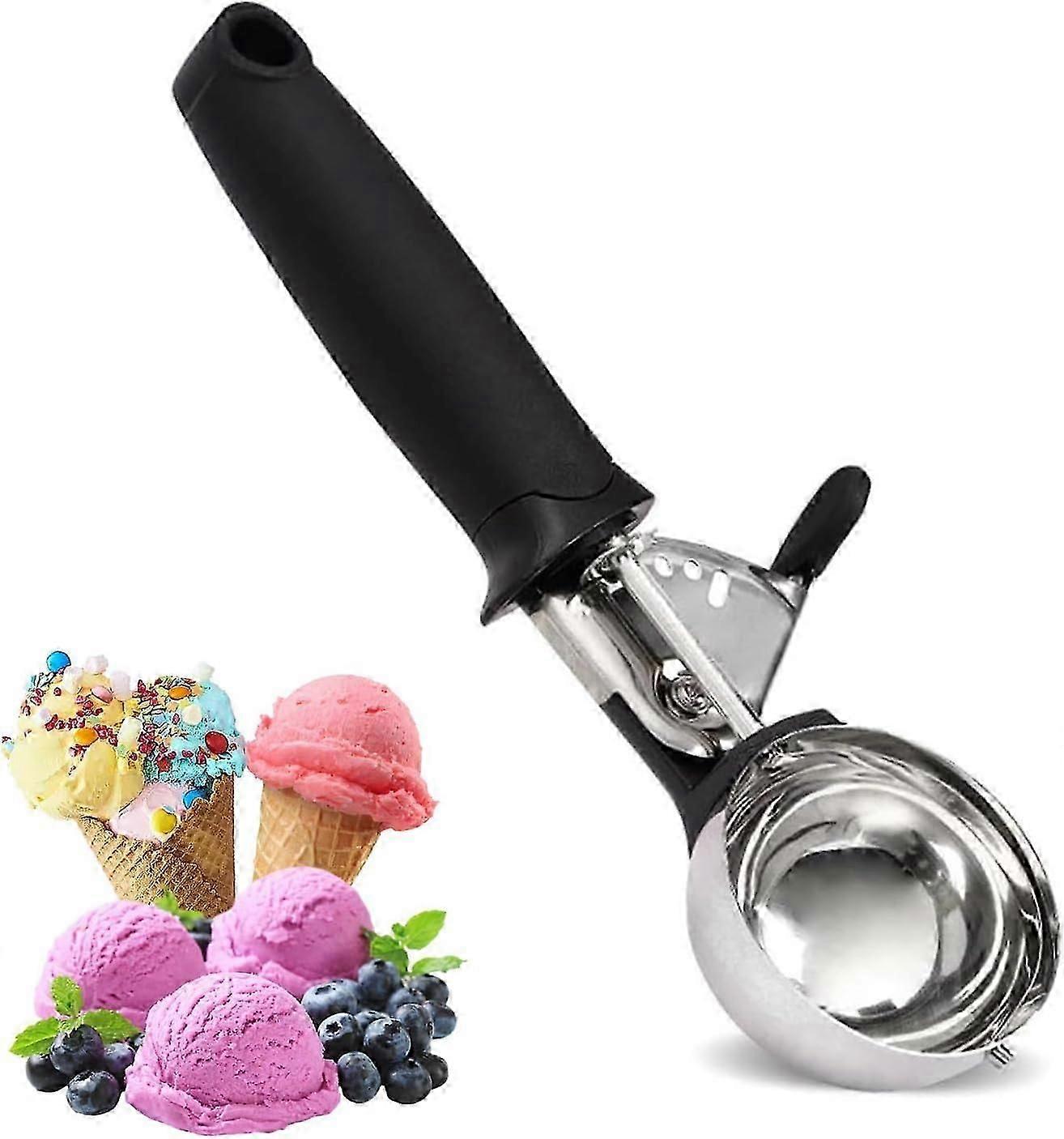 Ice Cream Scoop Stainless Steel Scoop, with Easy Squeeze Trigger - for Ice Cream, Melon, Cookie Dough, & Meatballs