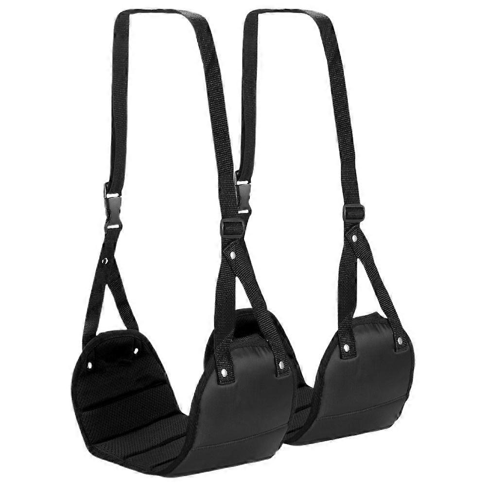 Portable Foot Rest Adjustable Travel Foot Hammock for Airplane 2Pcs Black
