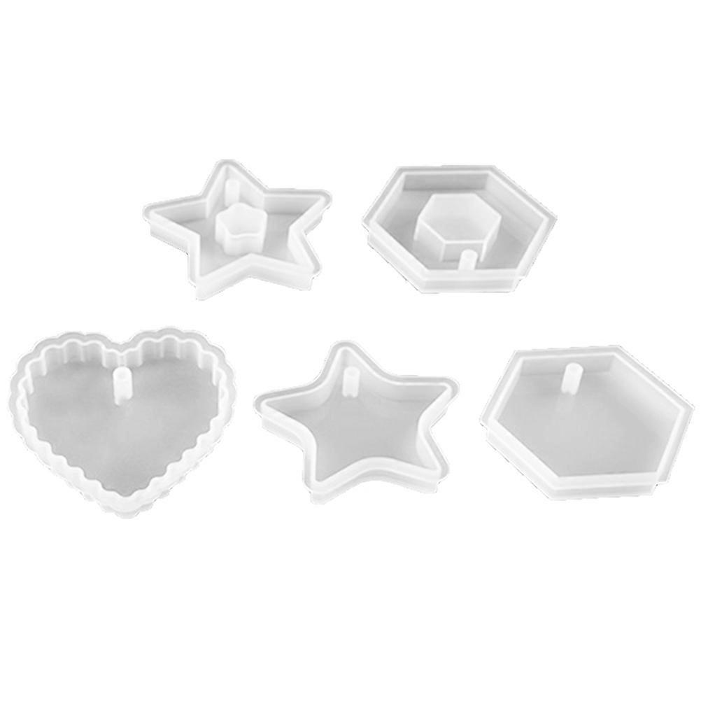 Diy Casting Mold Silicone Pendant Molds for Resin Beginners in Handicrafts White Hollow Hexagon 5Pcs