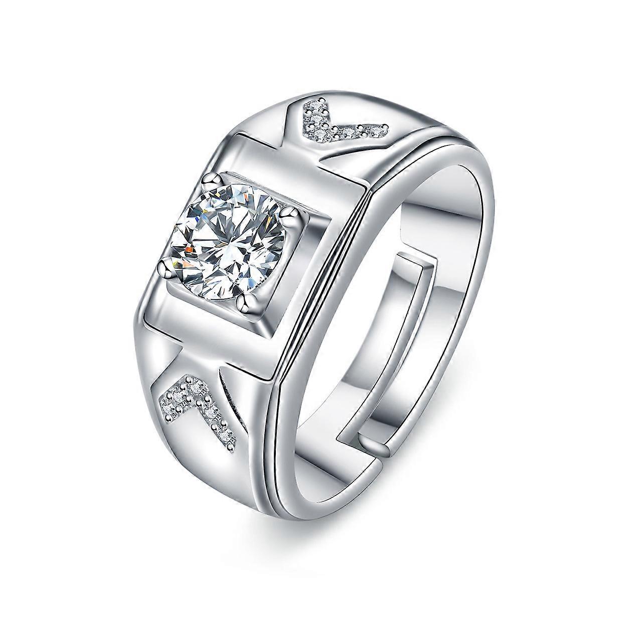 خاتم رجالي ، خاتم زفاف عصري مطلي بالنحاس مرصع بالماس للرجال